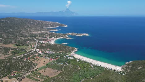 halkidiki coast and beaches in sithonia, halkidiki, greece - aerial 4k circling