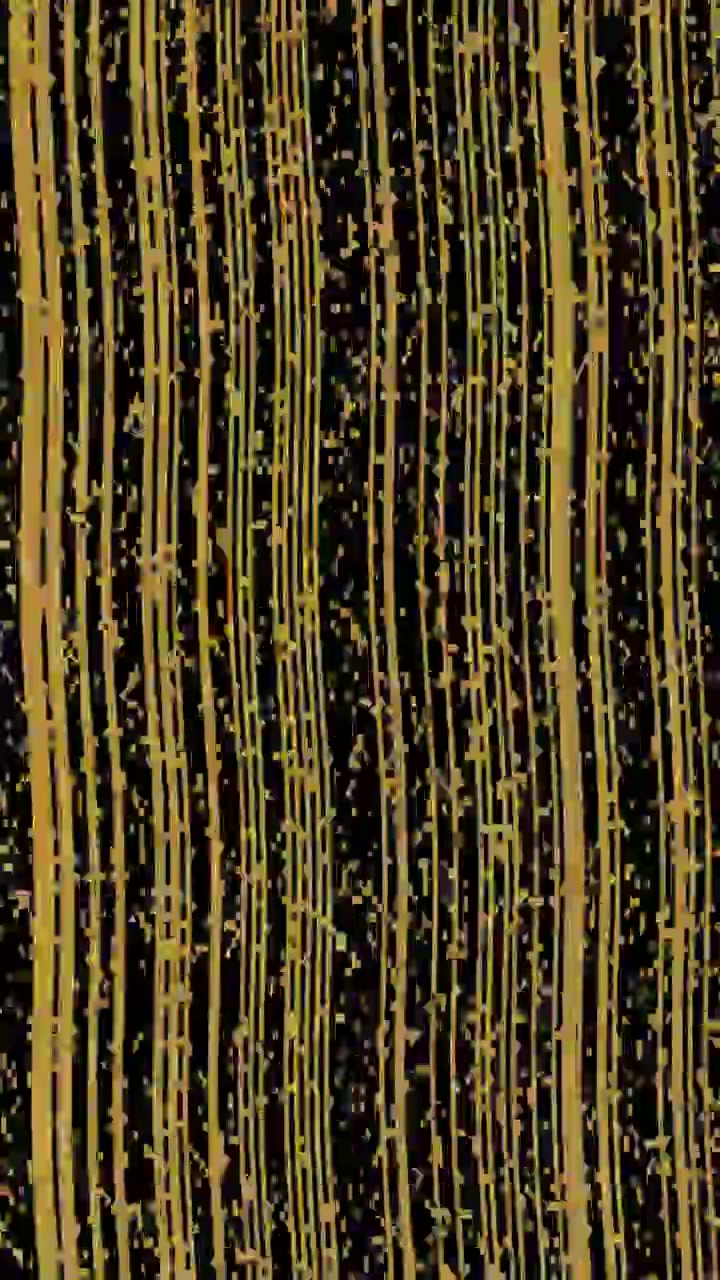 Linee verticali dorate astratte in movimento su sfondo nero
