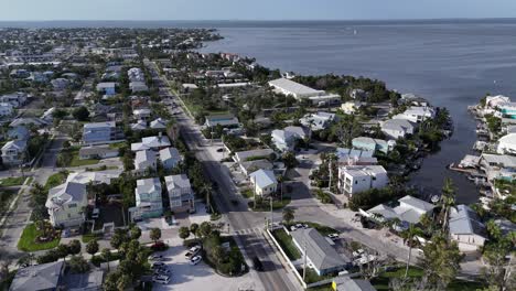 aerial turning to show the inside of anna maria island, florida, vacation escape and summertime getaway