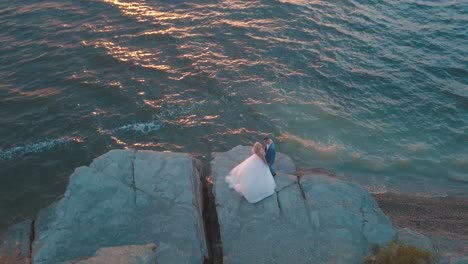 Wedding-newlyweds-couple.-Lovely-groom-and-bride.-Happy-family.-Aerial-shot