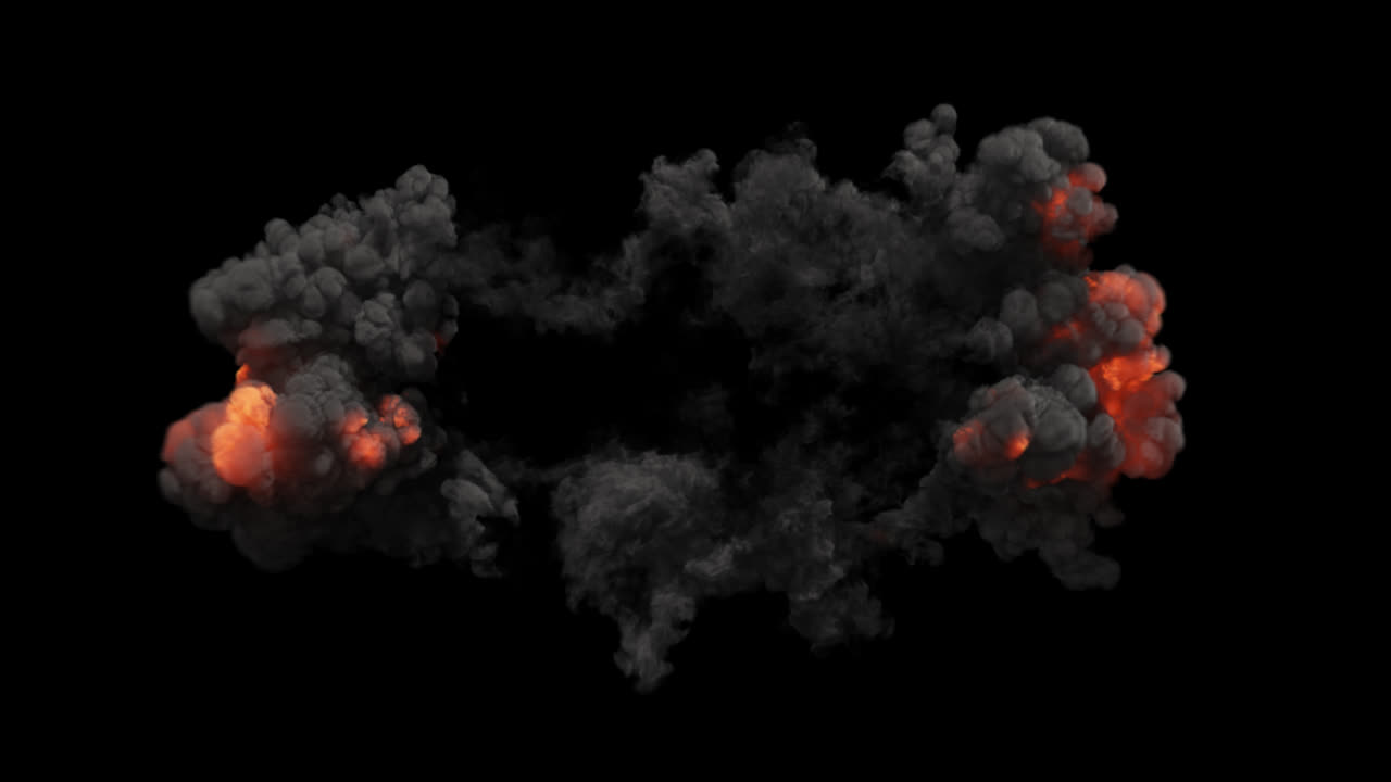 Dramatic Fire and Smoke Burst on Black Background