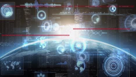 animación del procesamiento de datos y ámbitos en todo el mundo