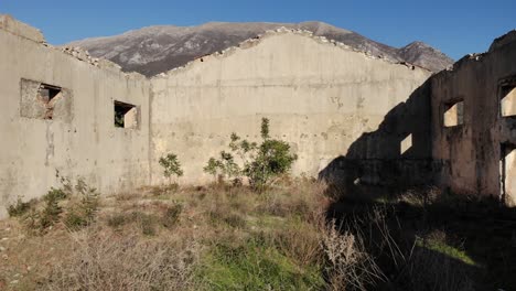 skeleton walls of buildings that served as dormitory on persecution camps of communist regime in albania