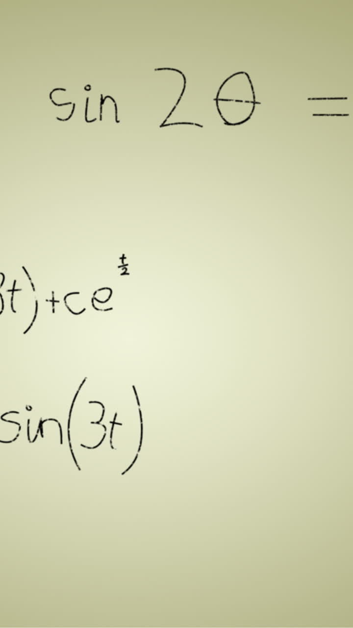 animación de fórmulas matemáticas escritas a mano sobre un fondo verde