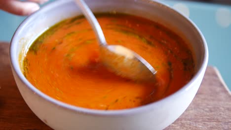 orange soup in a bowl