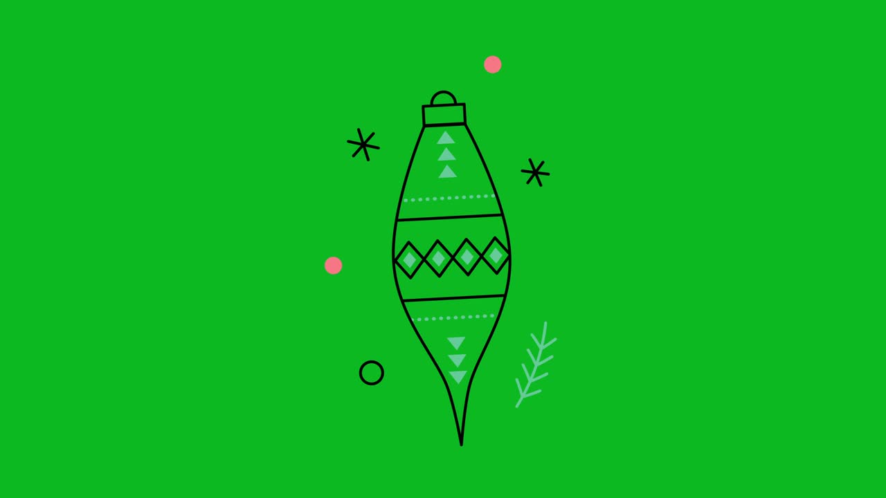 video en 4k de un juguete navideño en estilo doodle sobre un fondo verde.
