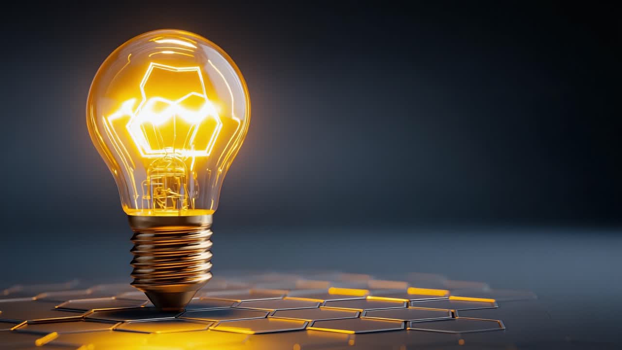 Lampadina illuminata con motivo a nido d'ape: un simbolo di innovazione e creatività nel design moderno