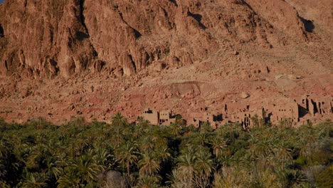 zoom in shot of ancient african mud houses in gorges du todra morocco