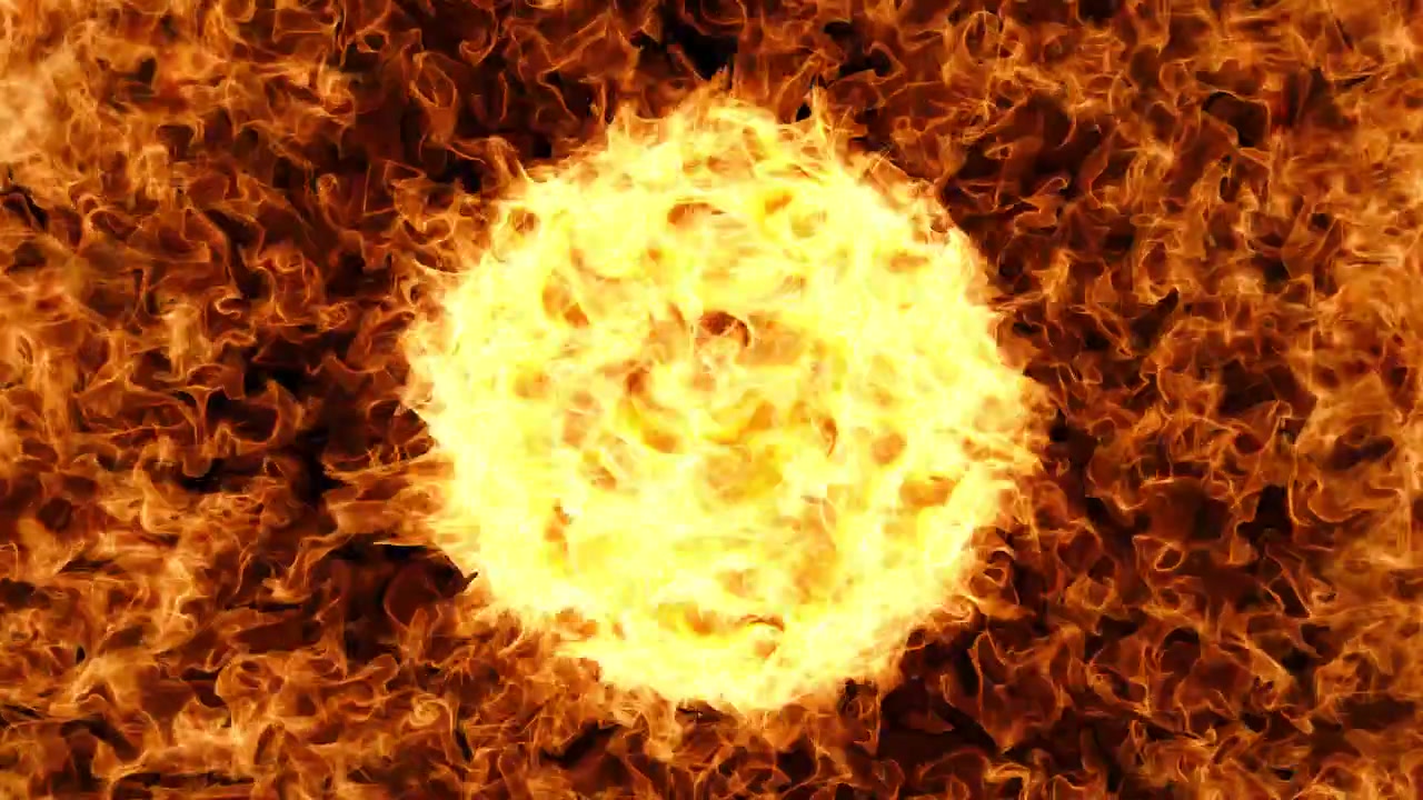 Brændende sol skaber en kraftfuld flammende løkke, loopende ildanimation