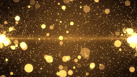 4k oro abstracto con fondo de bokeh en bucle. hermosas llamaradas brillantes y brillantes.