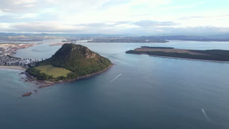 aerial view of a mountain island