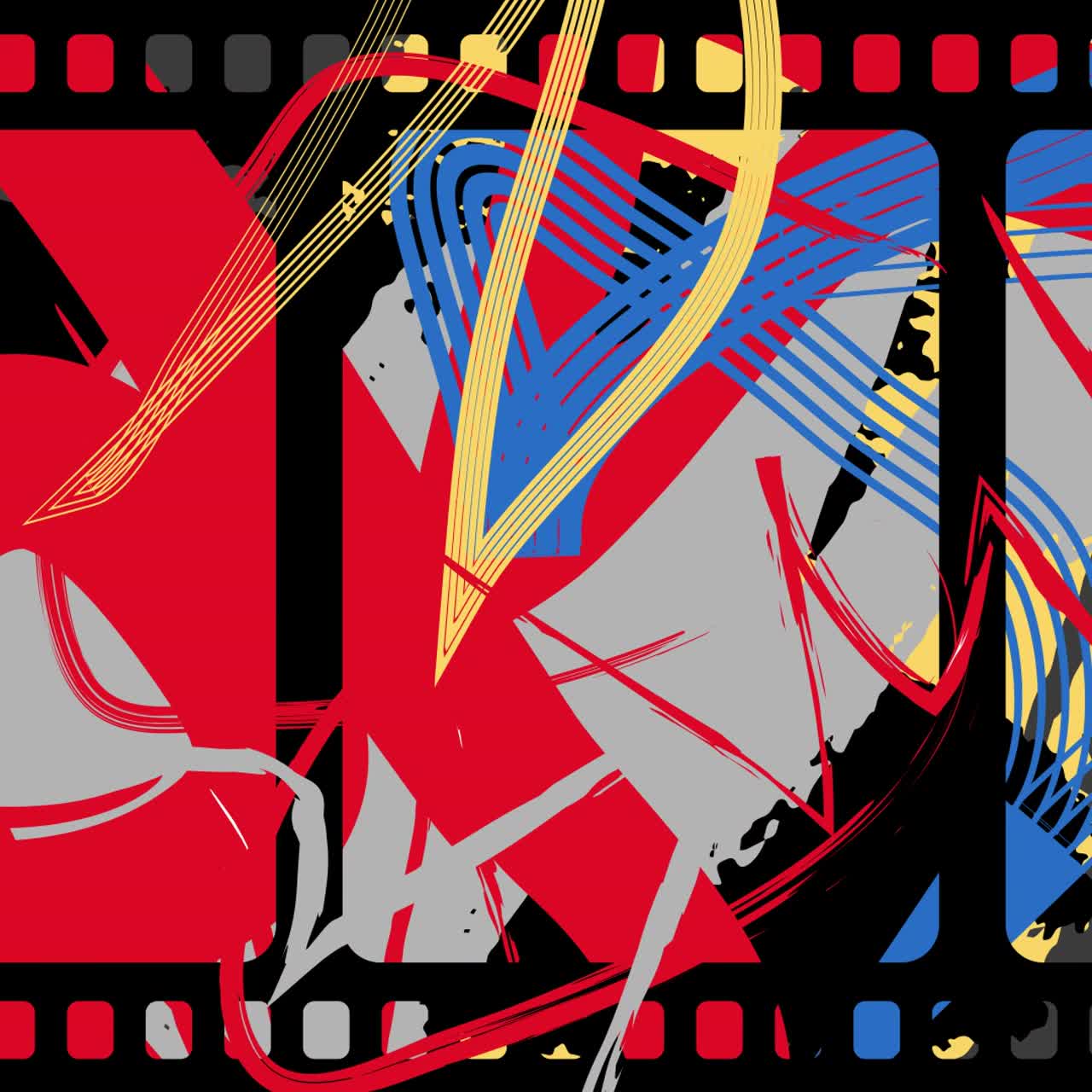 Pinceladas abstractas dinámicas con diseño de tira de película