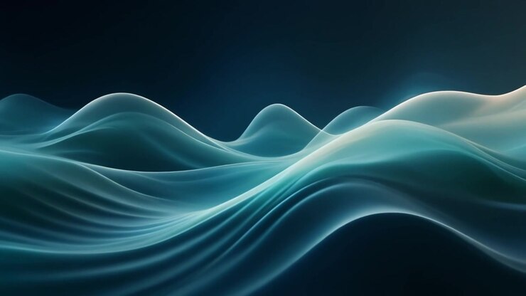 Sfondo astratto fluido di onde liquide color verde acqua e blu
