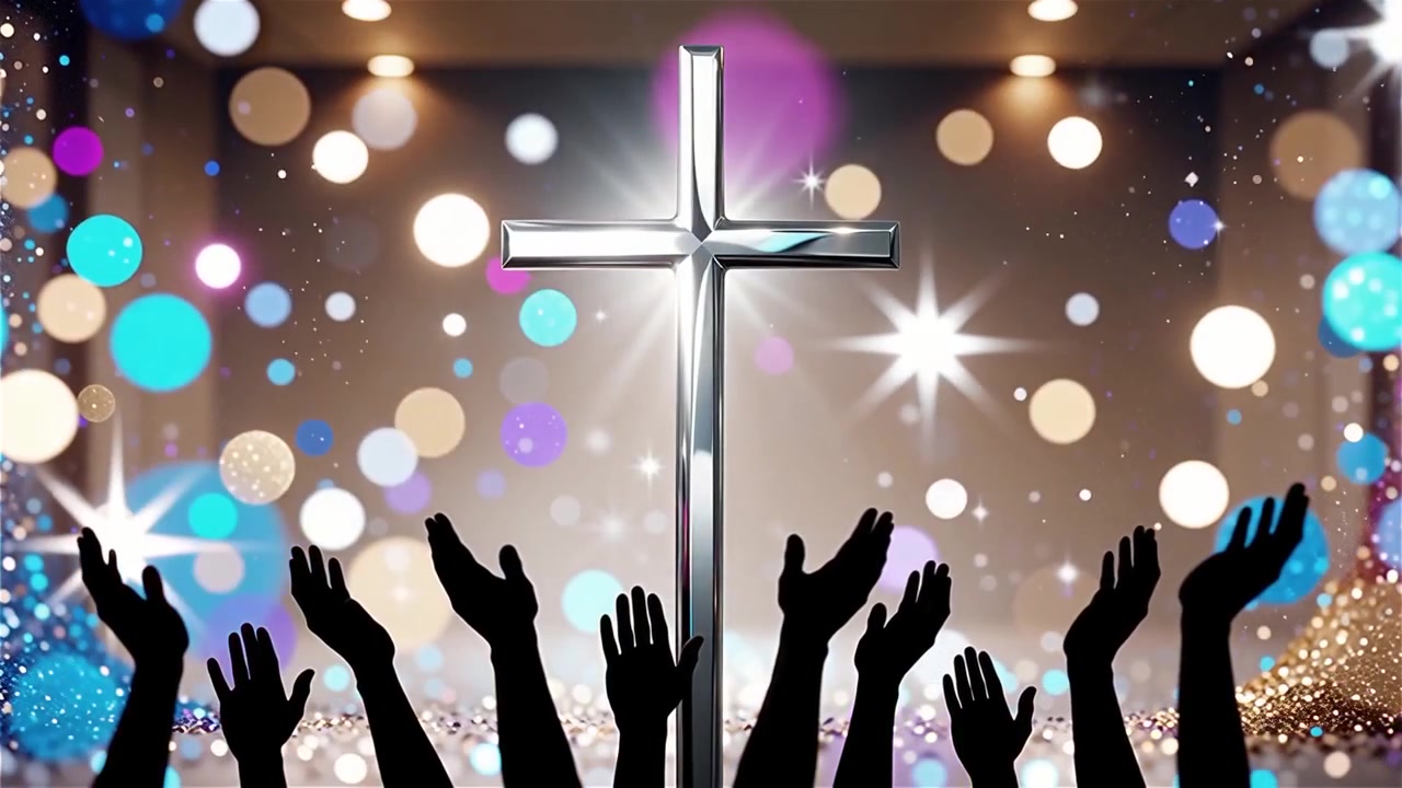 Christian Cross Heavenly Light Worship Background