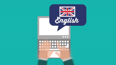 learn english with laptop animation