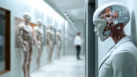 robot in art gallery