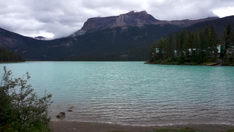 emerald lake, canada, in autumn on an overcast day