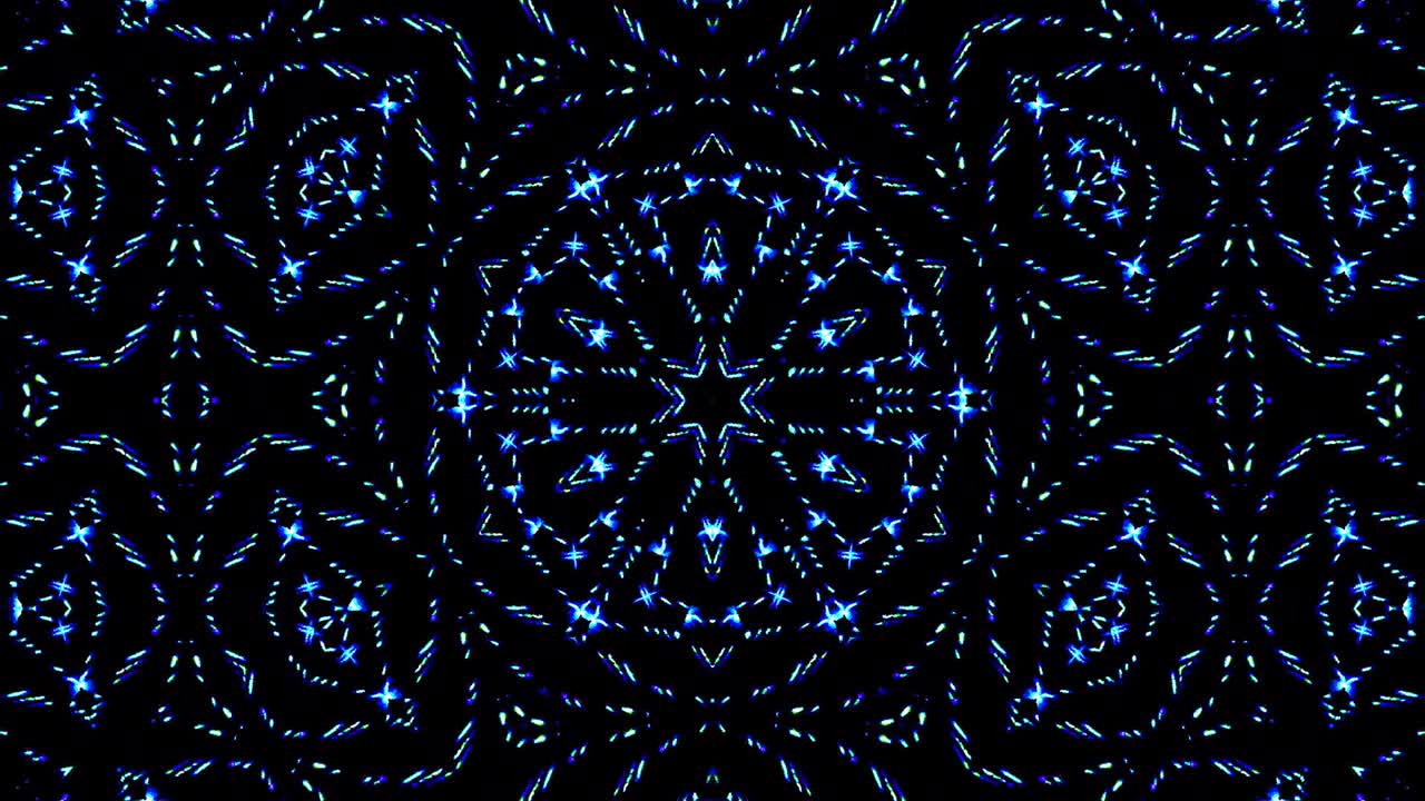 빛의 파동 추상적인 점은 파란색을 설정합니다. 칼레도스코프 검은색 배경.