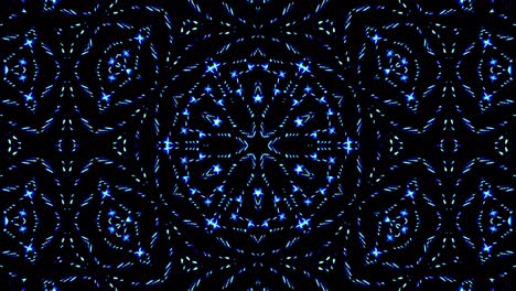 onda de luz puntos abstractos conjunto de color azul caleidoscopio fondo negro
