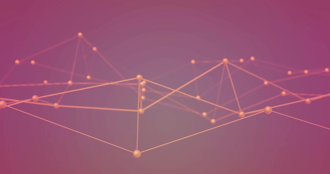 Forming network animation, geometric shapes and connecting lines over gradient background
