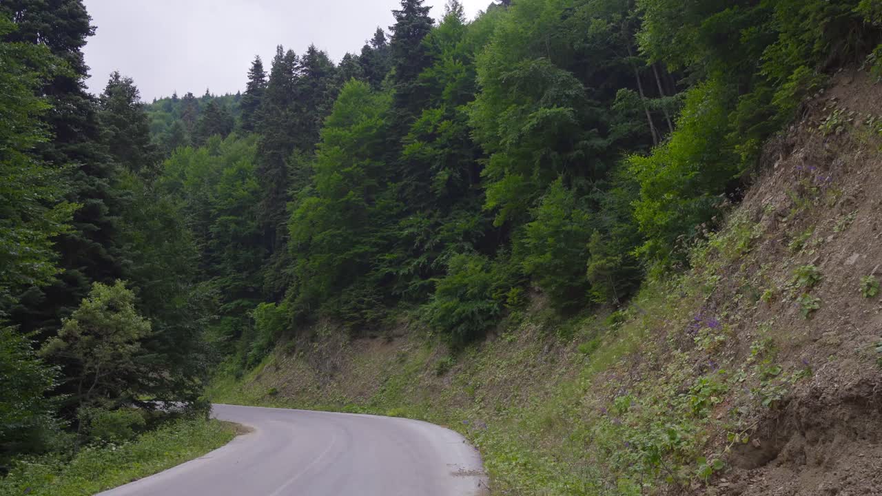 구부러진 산길.