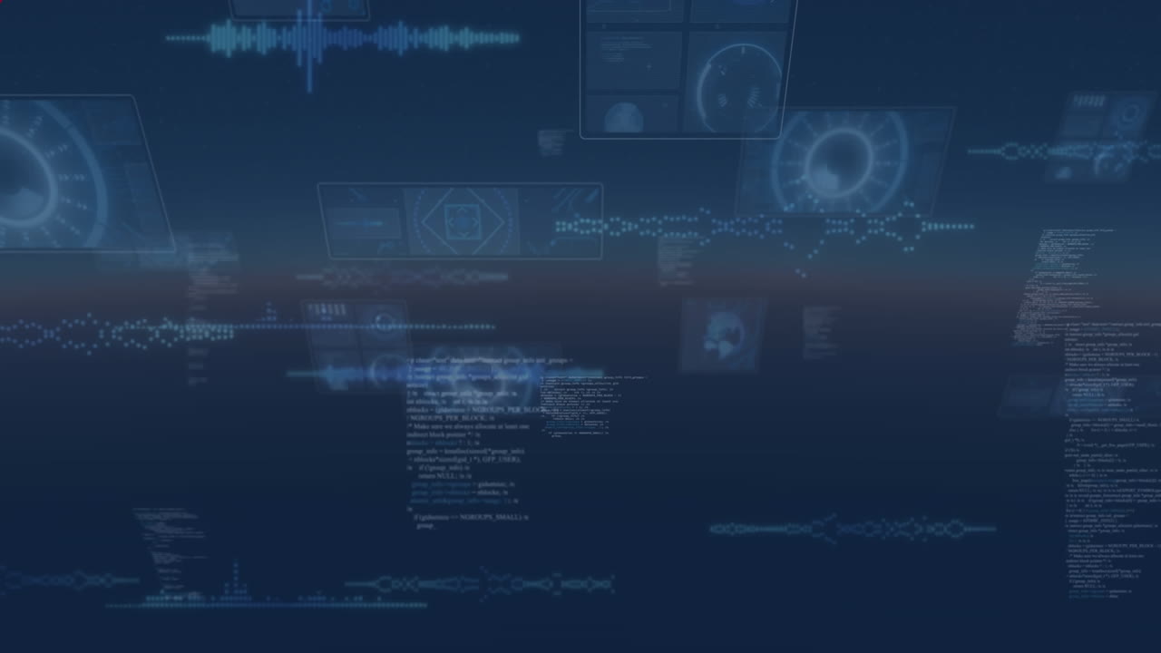 Animation of red spinning pattern over data processing