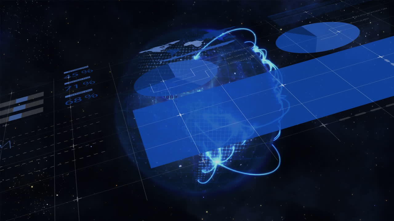 animación del procesamiento de datos en fondo azul