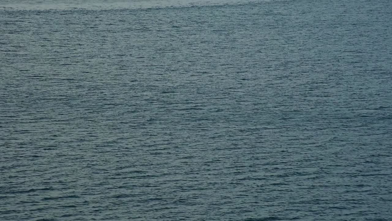 저녁 바다의 푸른 표면, 잔잔한 파도