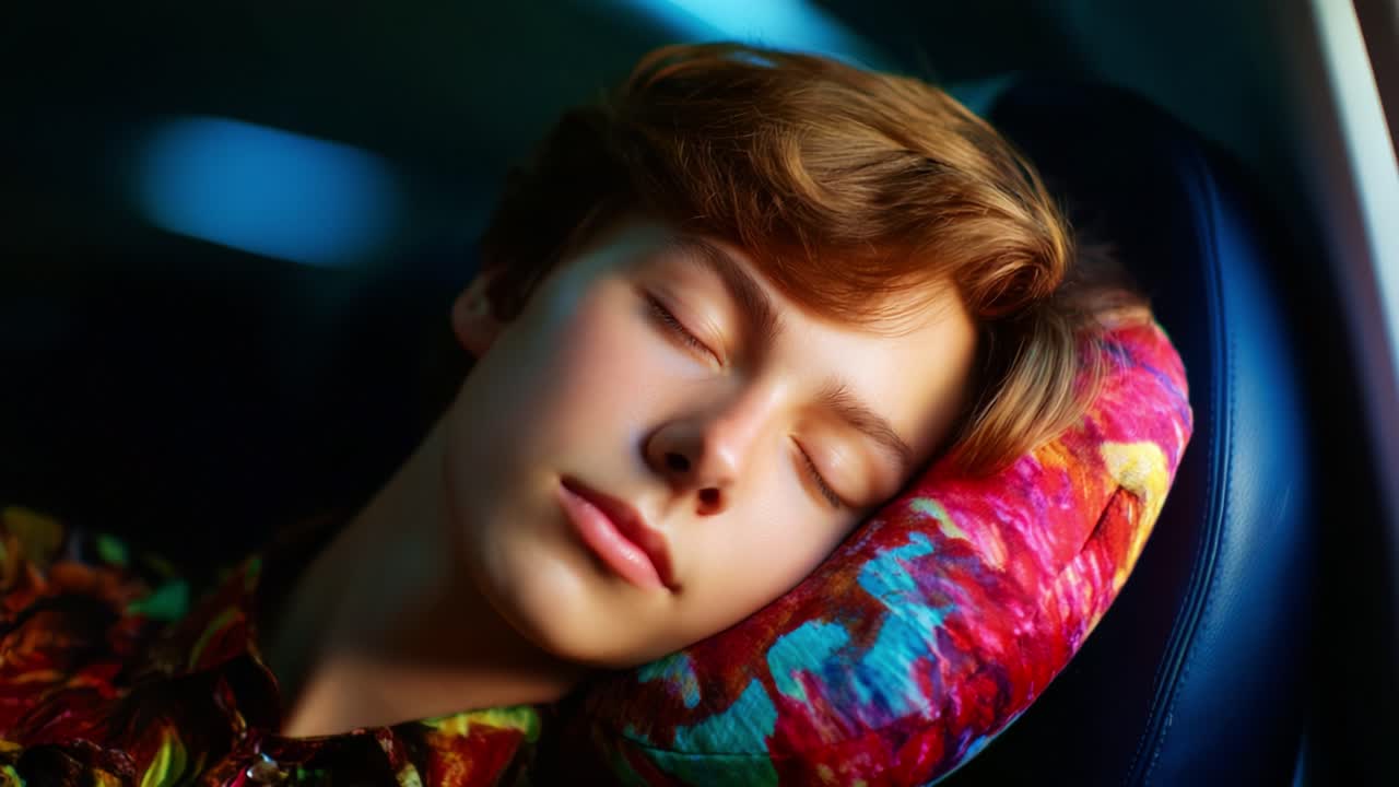 Un momento di riposo tranquillo: Un sonno sereno catturato in due fotogrammi distinti, che mostrano la serenità e il comfort del sonno tra colori e texture vivaci in un ambiente accogliente