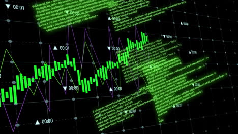 Animation-of-financial-data-processing-over-black-background