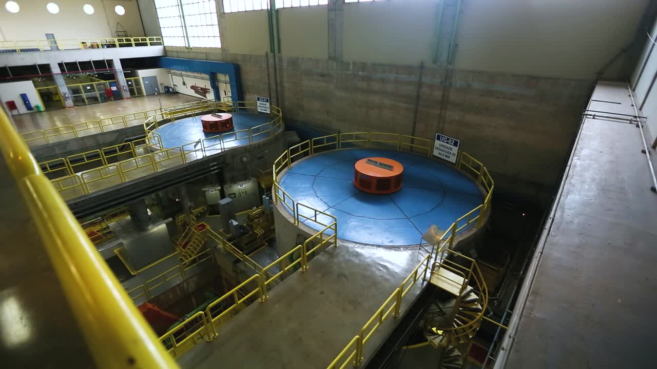 Wide angle view of the interior of a water processing facility
