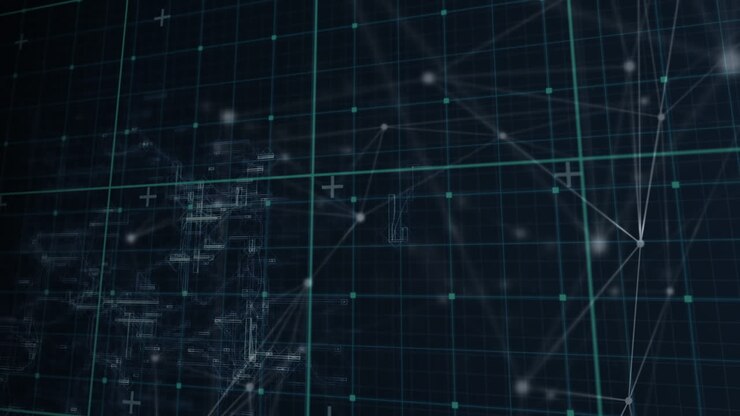 Animation of network of connections and diverse data in digital space