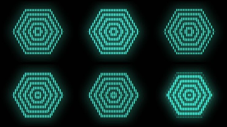 Modern green hexagons pattern with neon light