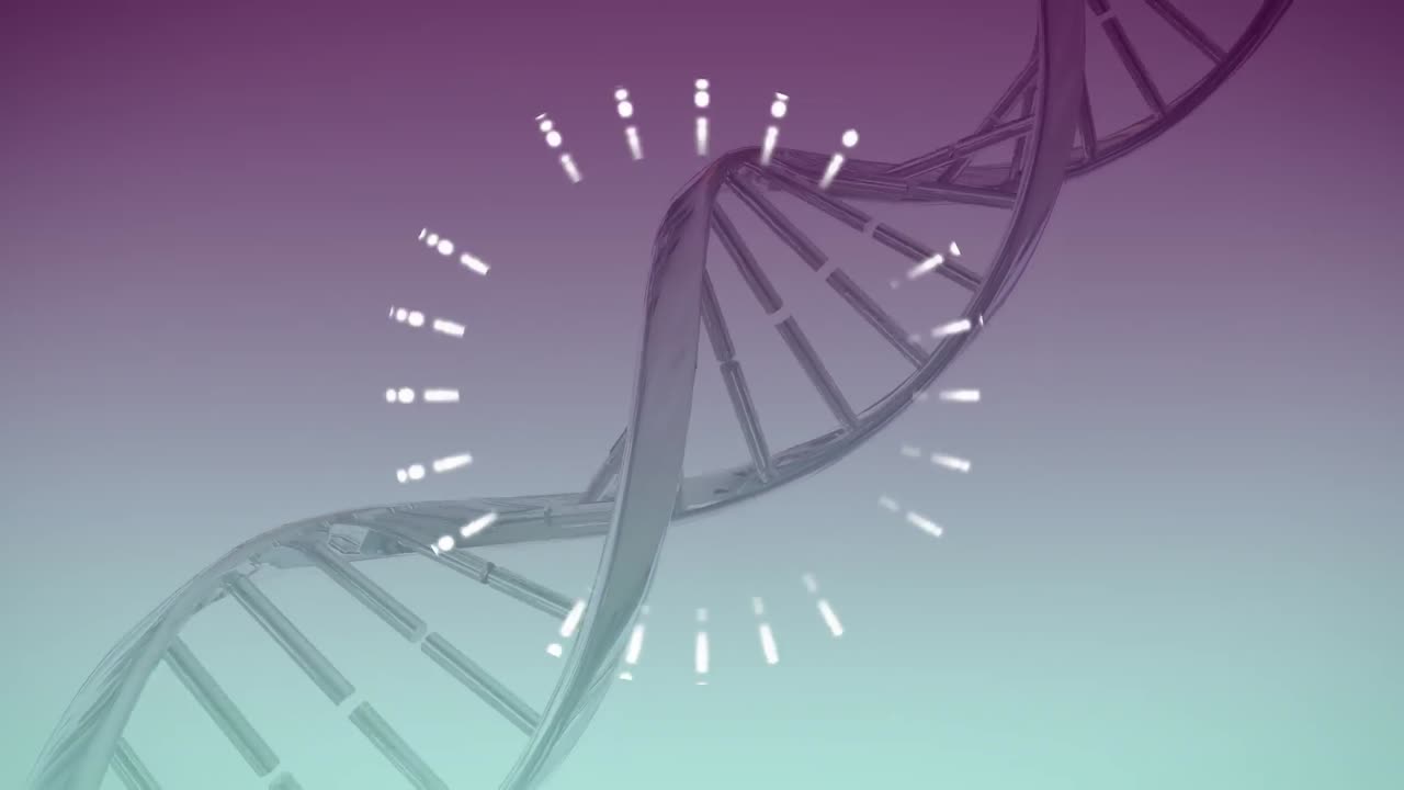 DNA e linee bianche pulsanti in un cerchio