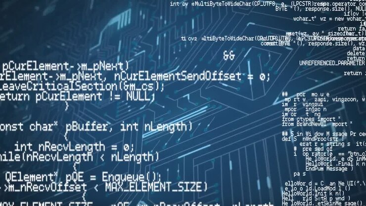 Data on blue circuit board