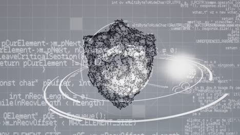 Animation-Des-Schildsymbols-über-Datenverarbeitung-Und-Globus