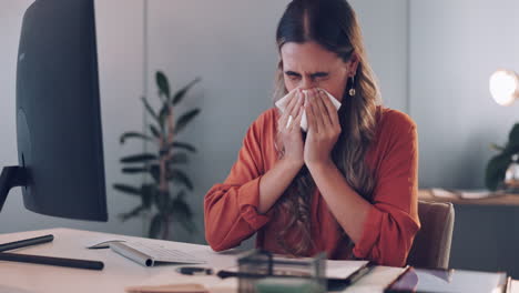 Business,-woman-and-sneeze-in-office