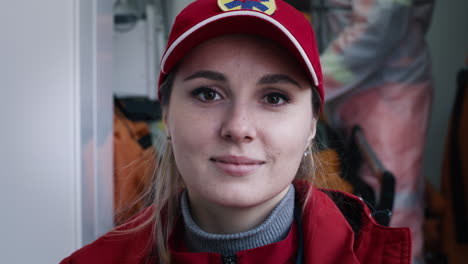 female paramedic in ambulance