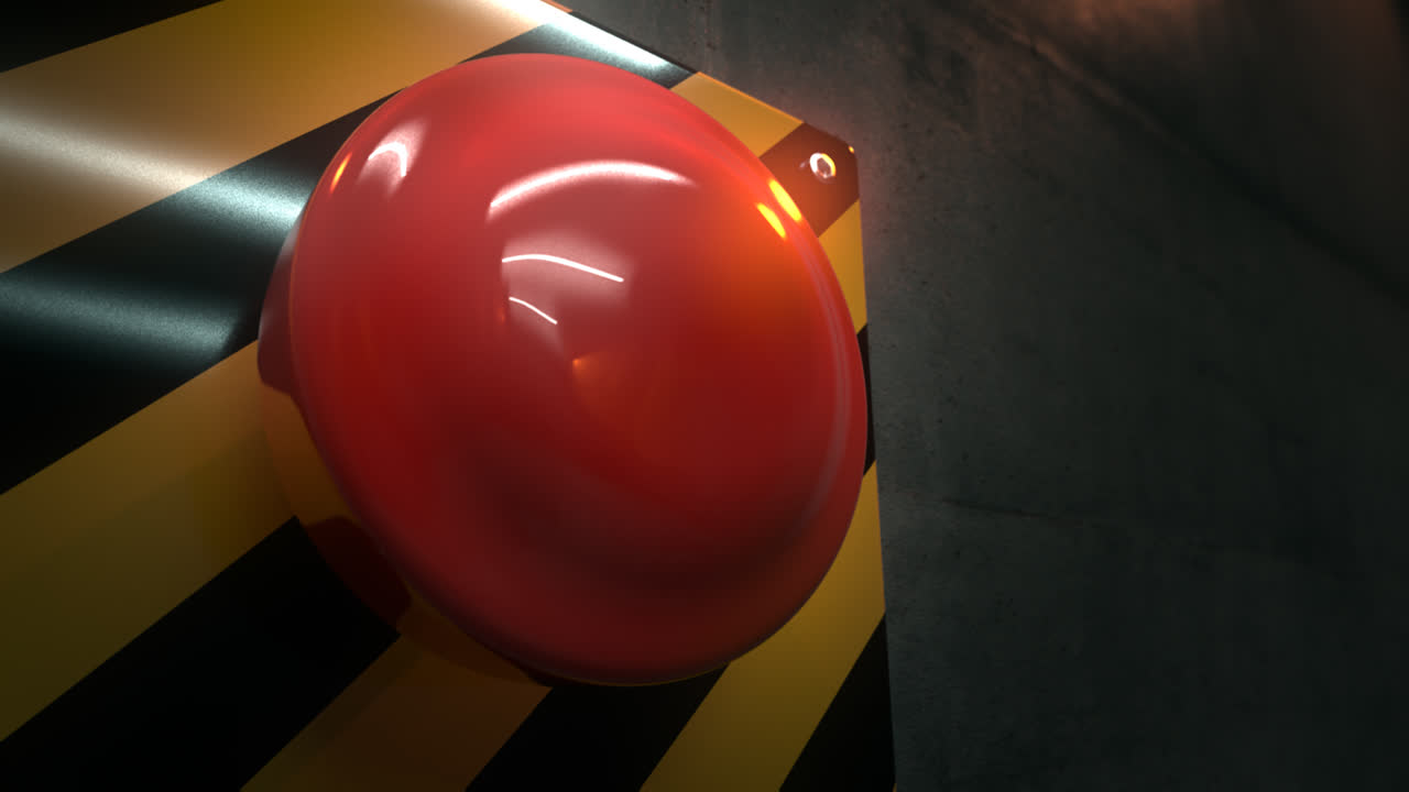 Premium stock video - Close up of a big red button during a danger ...