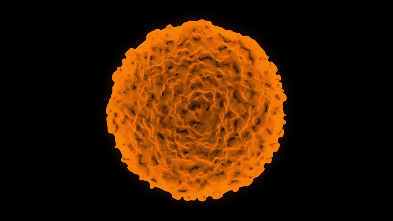 efecto de la enfermedad del virus de la corona 3d mutando y moviéndose en bucle naranja