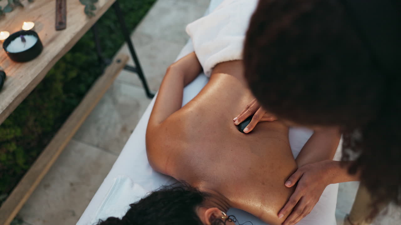 Relaxing hot stone massage