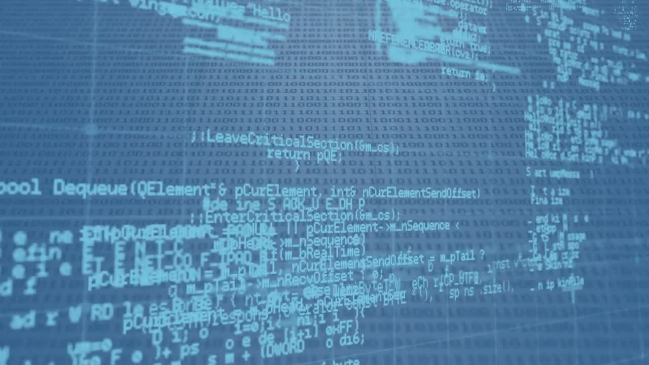 Animation of binary coding and data processing over grid