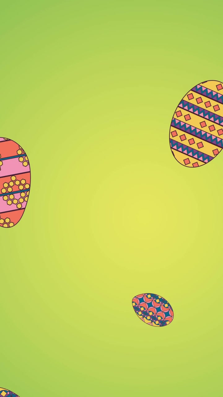 Animation of easter eggs falling on green background