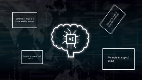 Animación-Del-Procesamiento-De-Datos-Y-Texto-AI-Sobre-El-Mapa-Mundial.