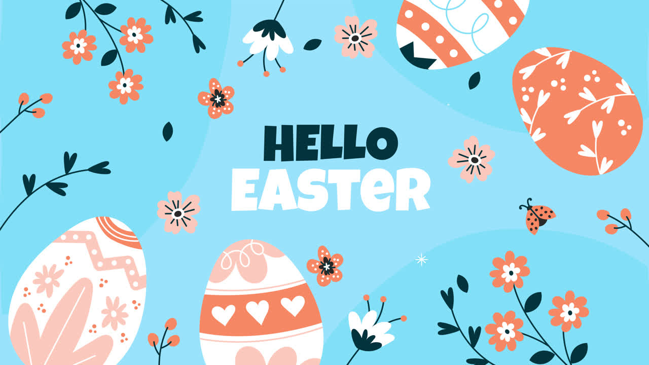 부활절 배경 디자인: 달과 꽃