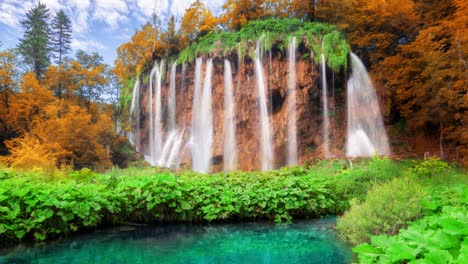 plitvice 호수 (크로아티아) 의 폭포 풍경의 시리스 루프 시네마그래프 비디오
