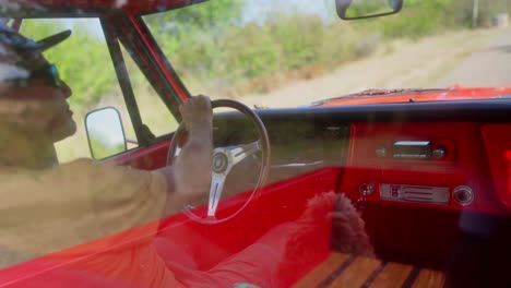 Chevrolet-C10-Car-Rolling-shot,-on-country-road-during-sunny-day