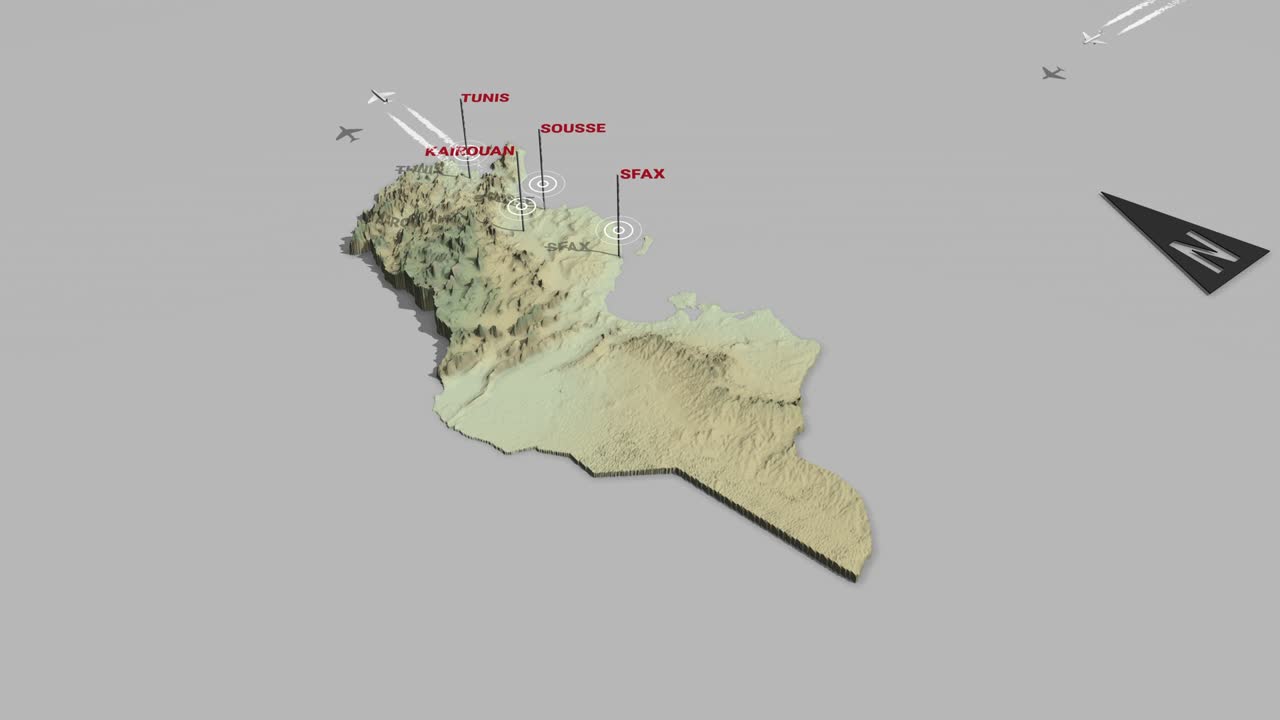 3d terrain map Tunisia
