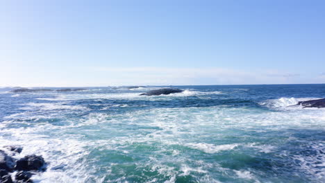 aerial shot flying over rough waters