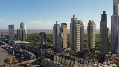 Aerial-view-of-the-skyscrapers-in-Puerto-Madero,-Buenos-Aires